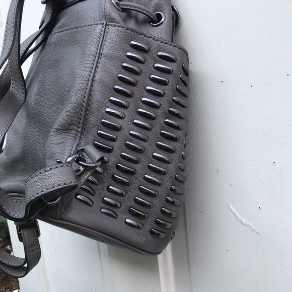 Joy Gryson gray leather backpack crossbody bag - Picture 3 of 8